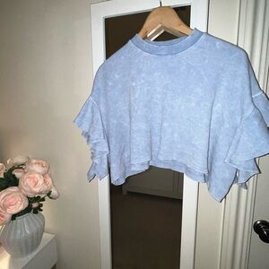 Altar'd State Light Blue Ruffle Blouse